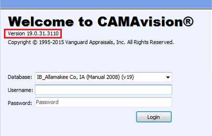 CAMAvision Login Screen