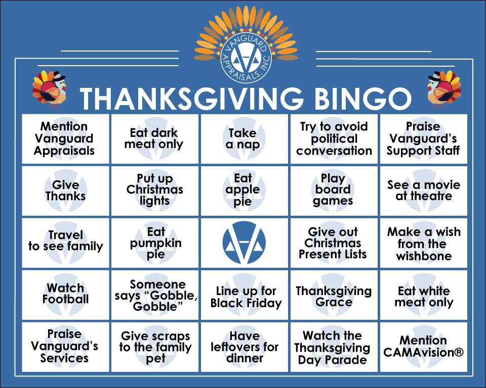 Thanksgiving Bingo – Vanguard Appraisals, Inc.